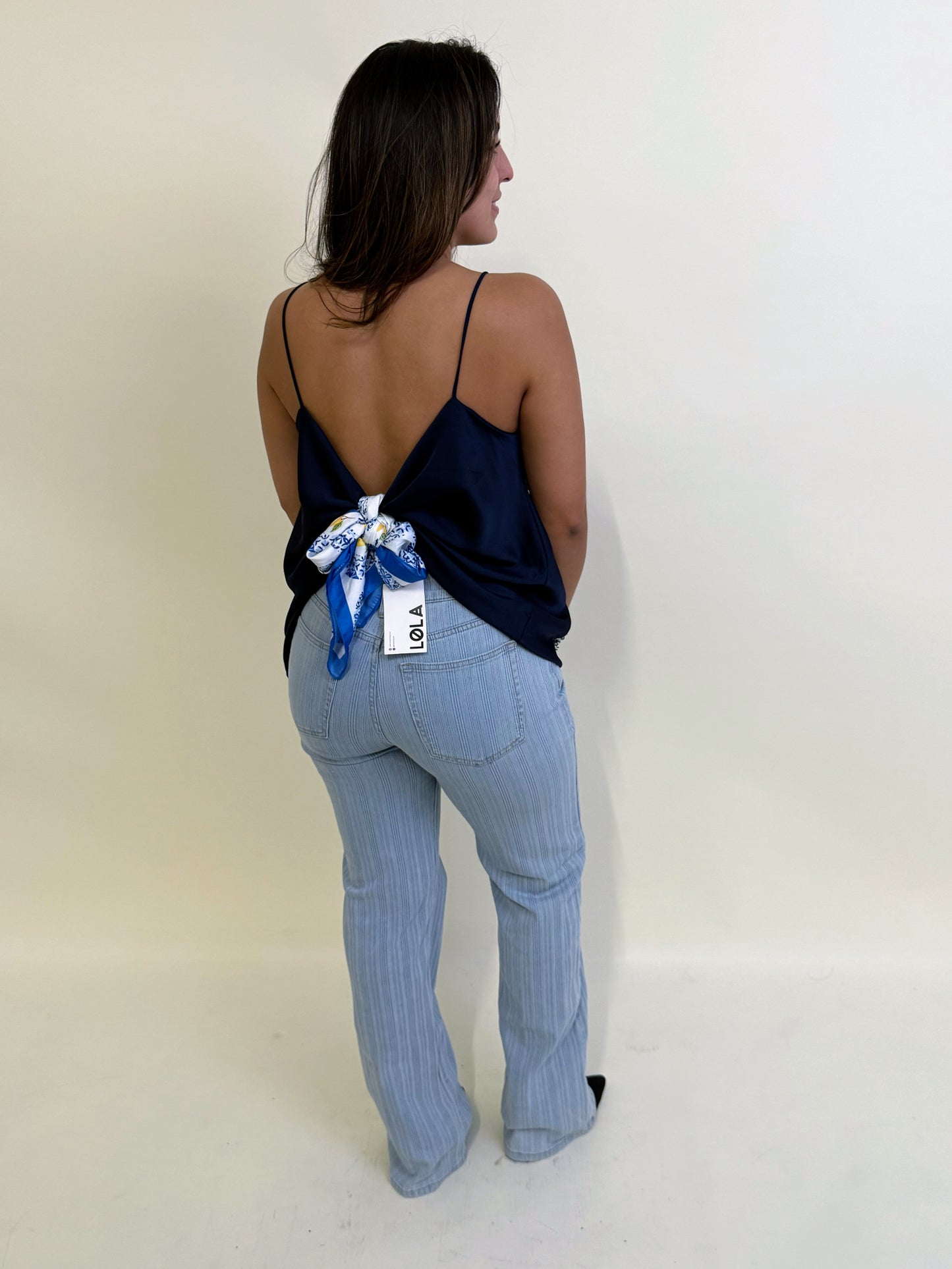 Blusa Lola Satén Azul Talla Grande