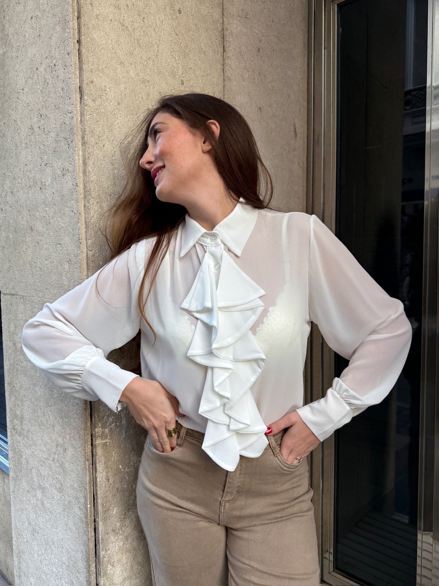 Blusa volante Inés blanca