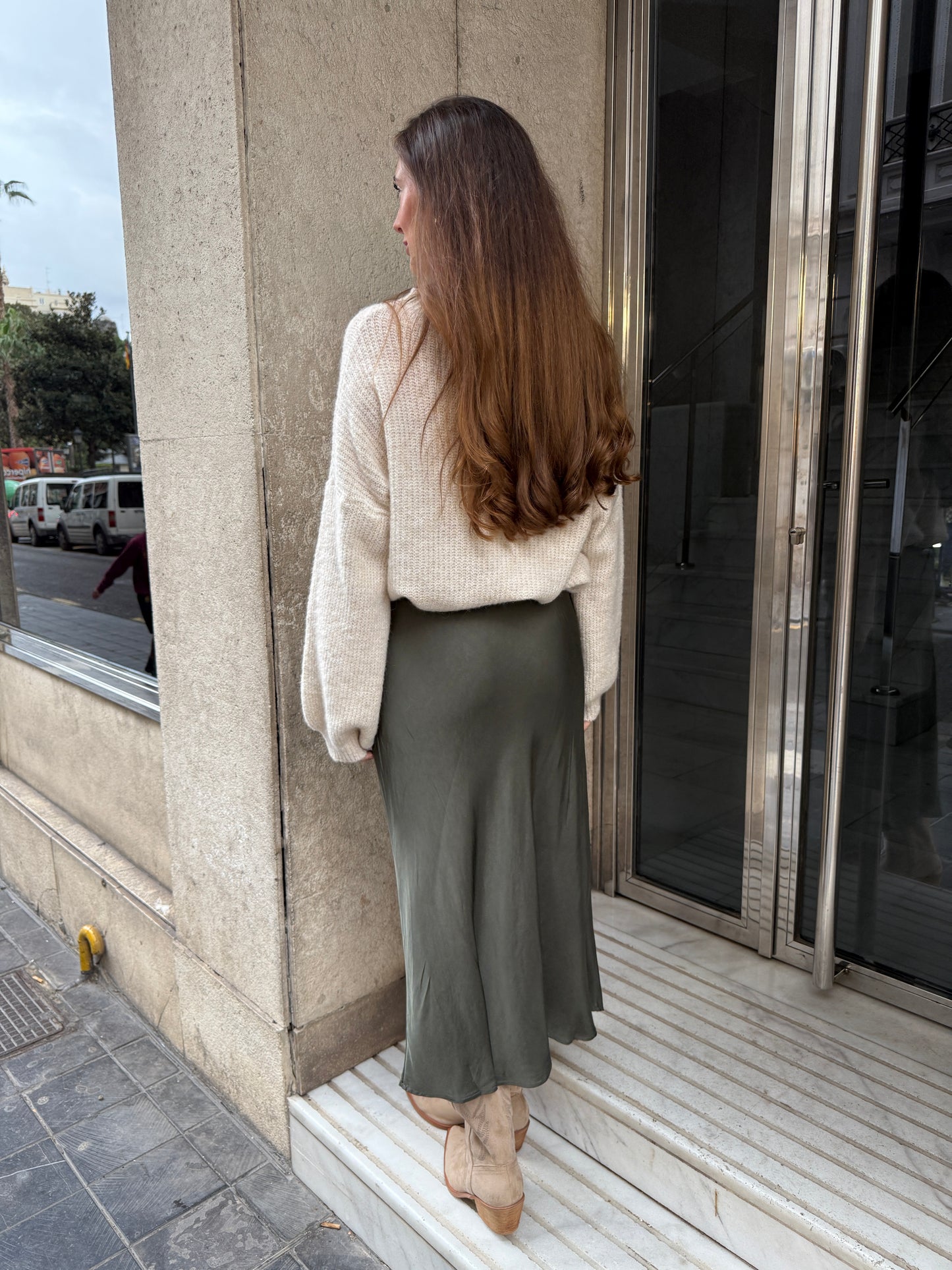 Green Satin Skirt