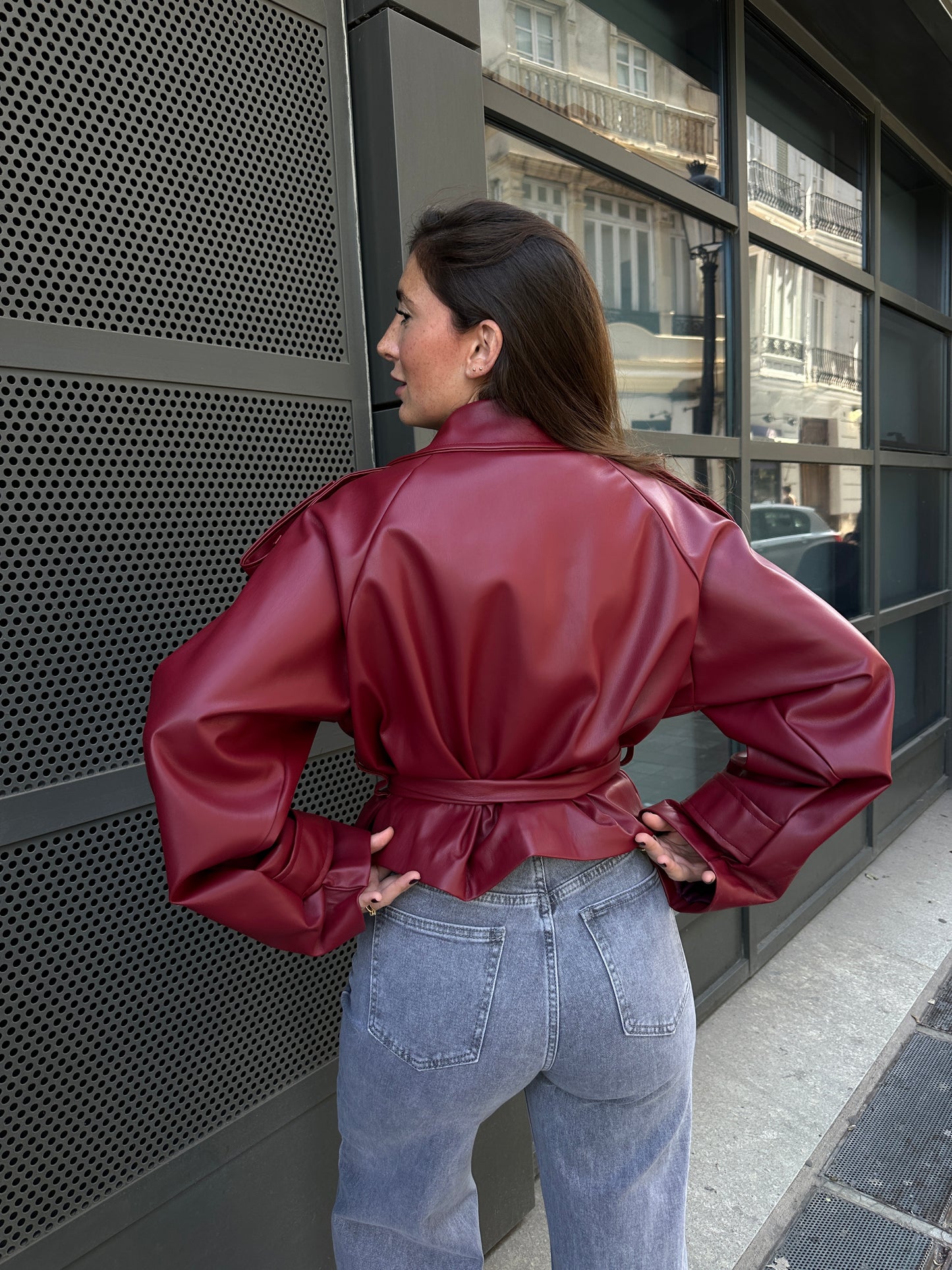 Chaqueta Efecto Piel Desirée Granate