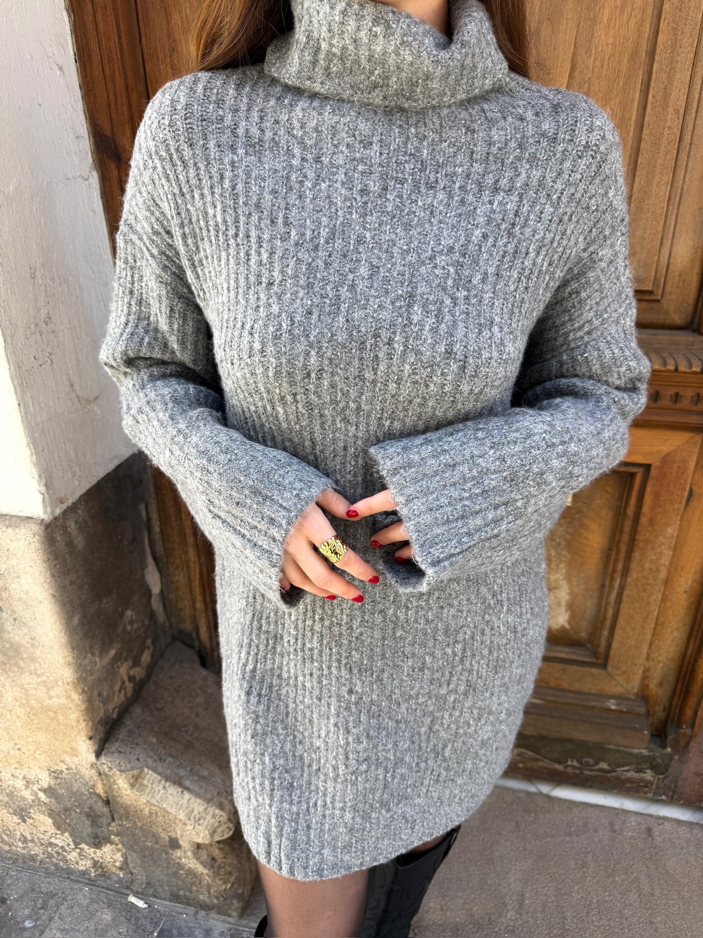 Bea Grey Knitted Dress