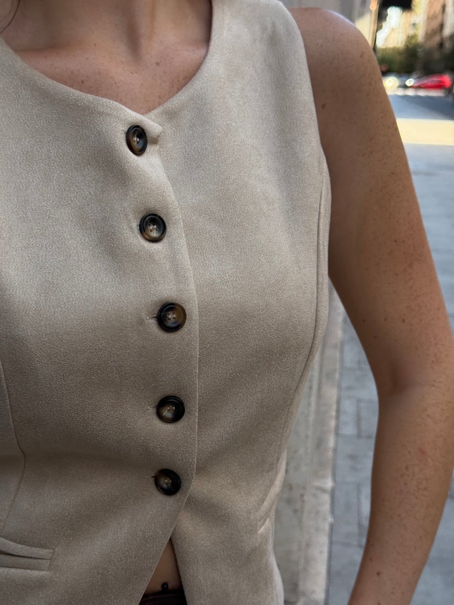 Beige Suede Vest