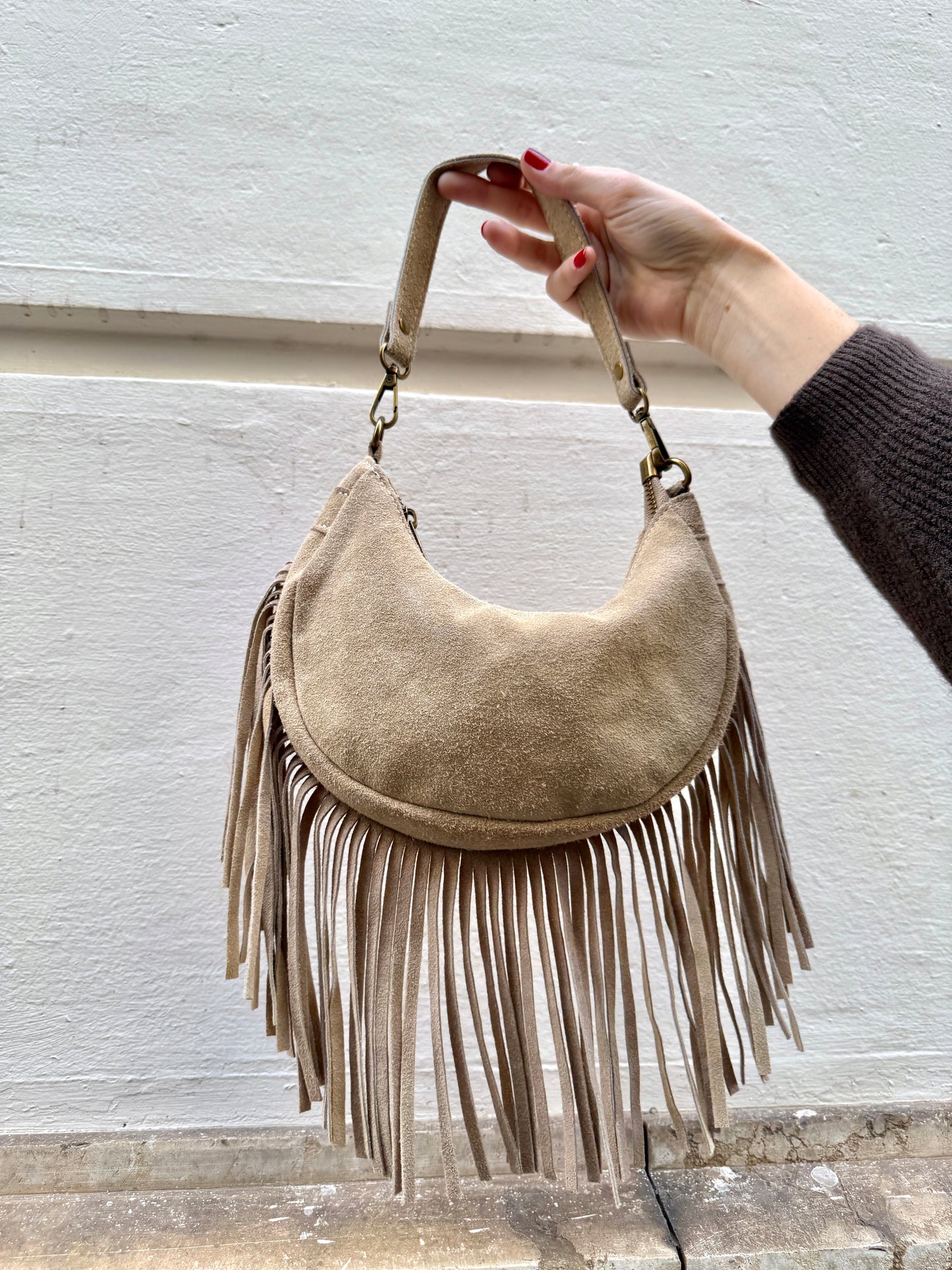 Margot Suede Leather Bag with Fringe