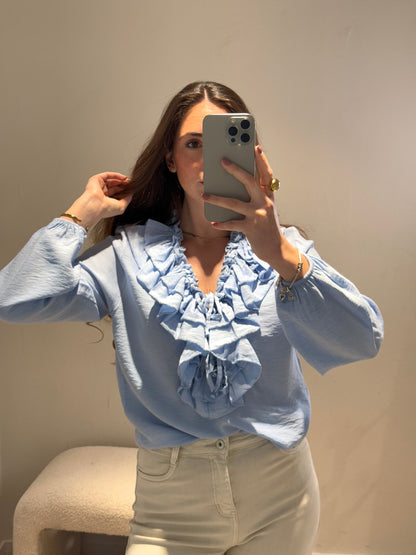 Blusa Romántica Celeste