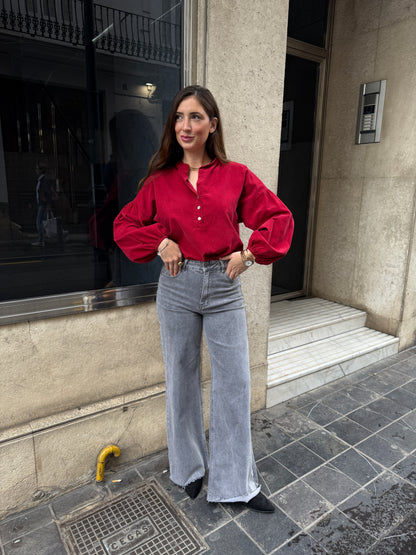 Ariana Garnet Micro Corduroy Blouse