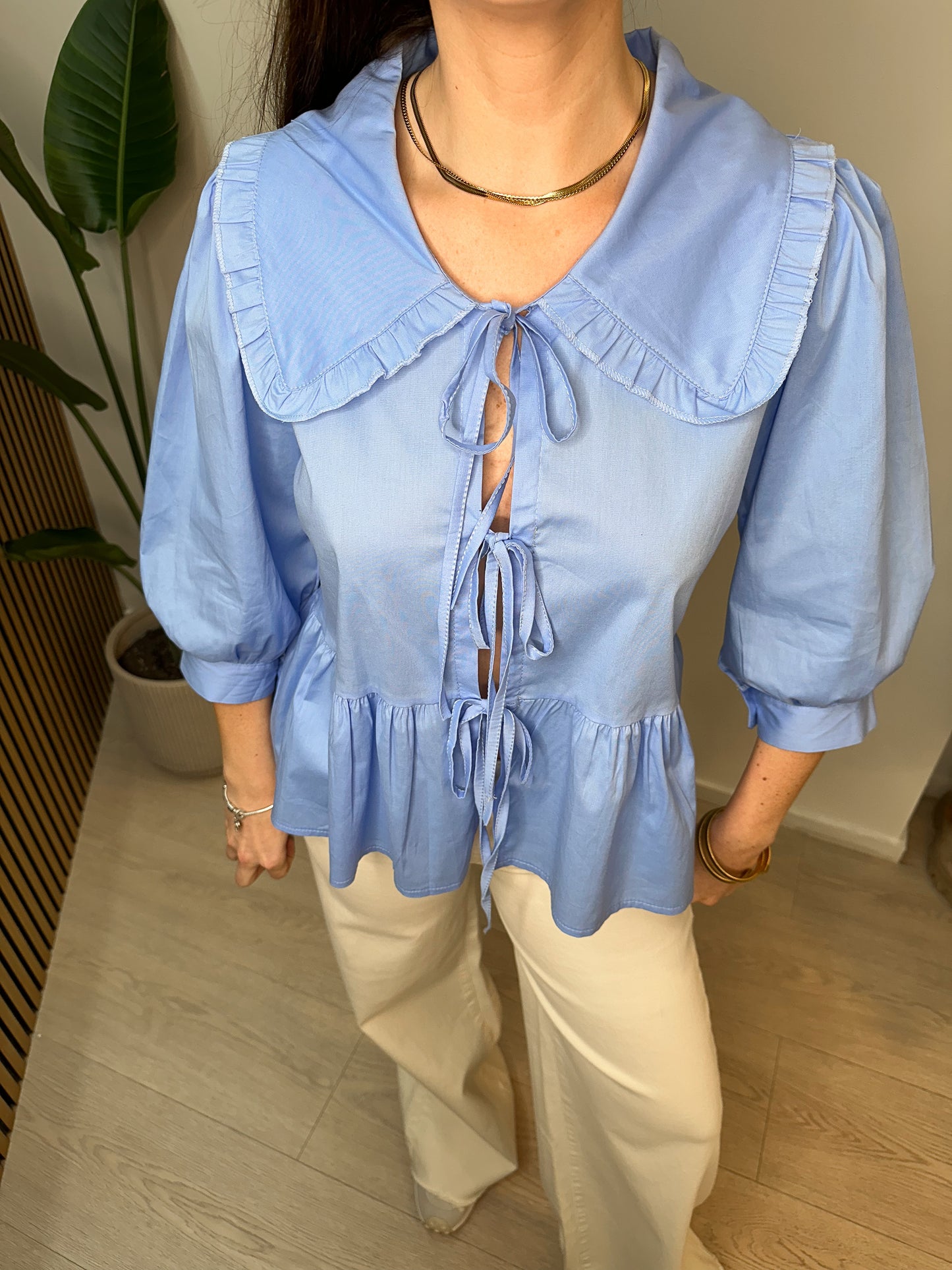 Blusa Cuello Olga Azul