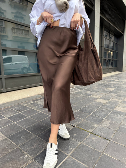 Chocolate Satin Skirt