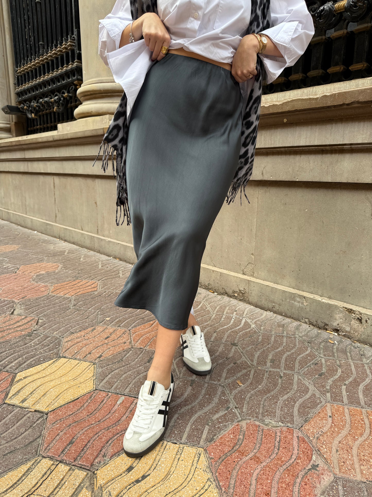 Gray Satin Skirt