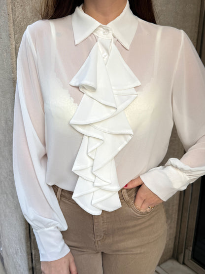 Blusa volante Inés blanca