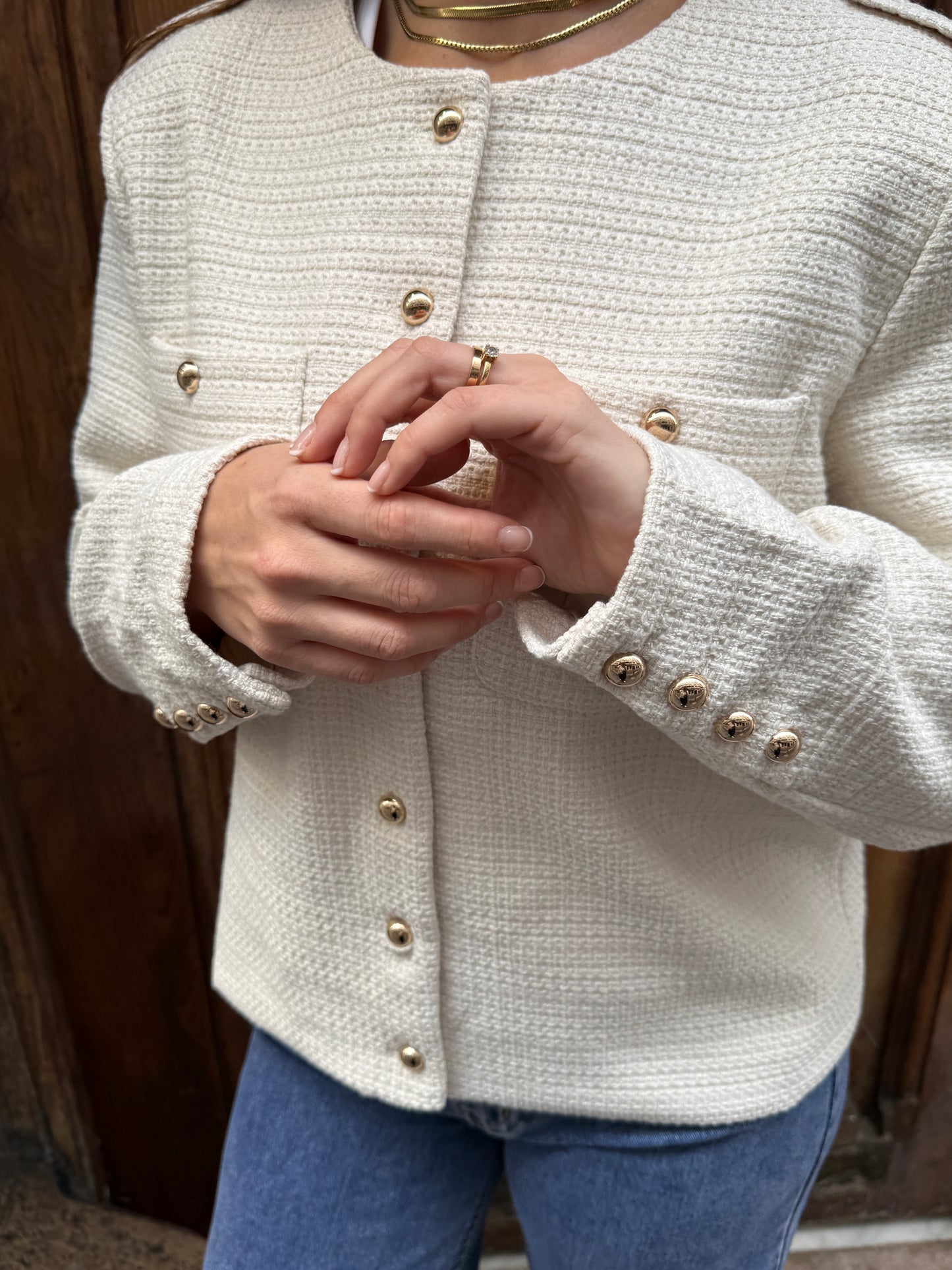 Diana Raw Gold Buttons Jacket