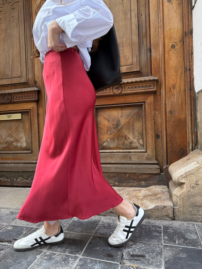 Garnet Satin Skirt