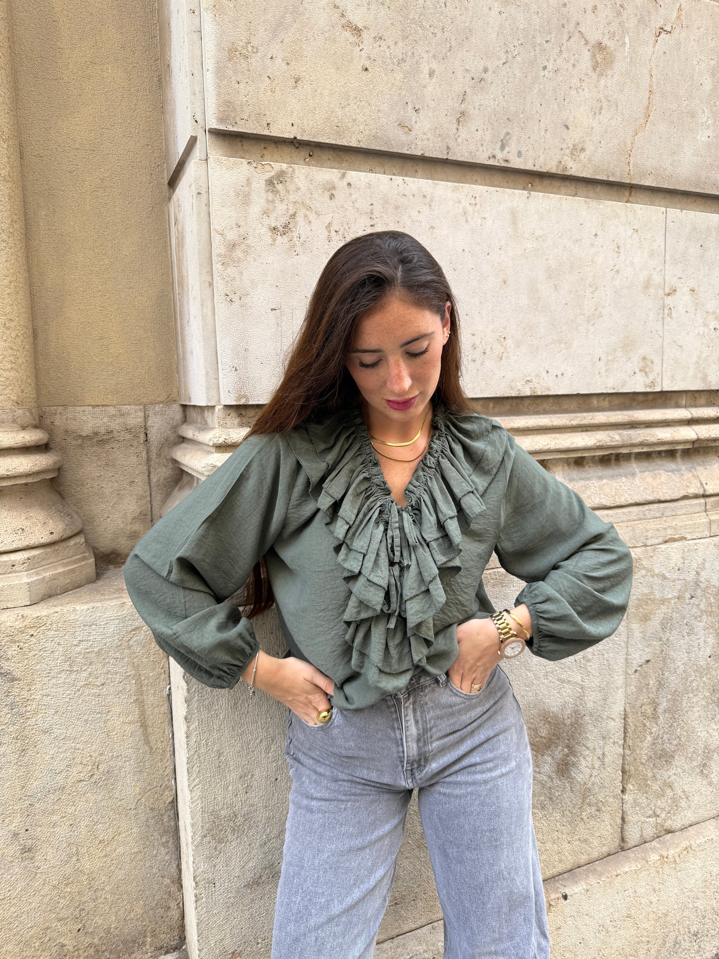 Romantic Khaki Blouse