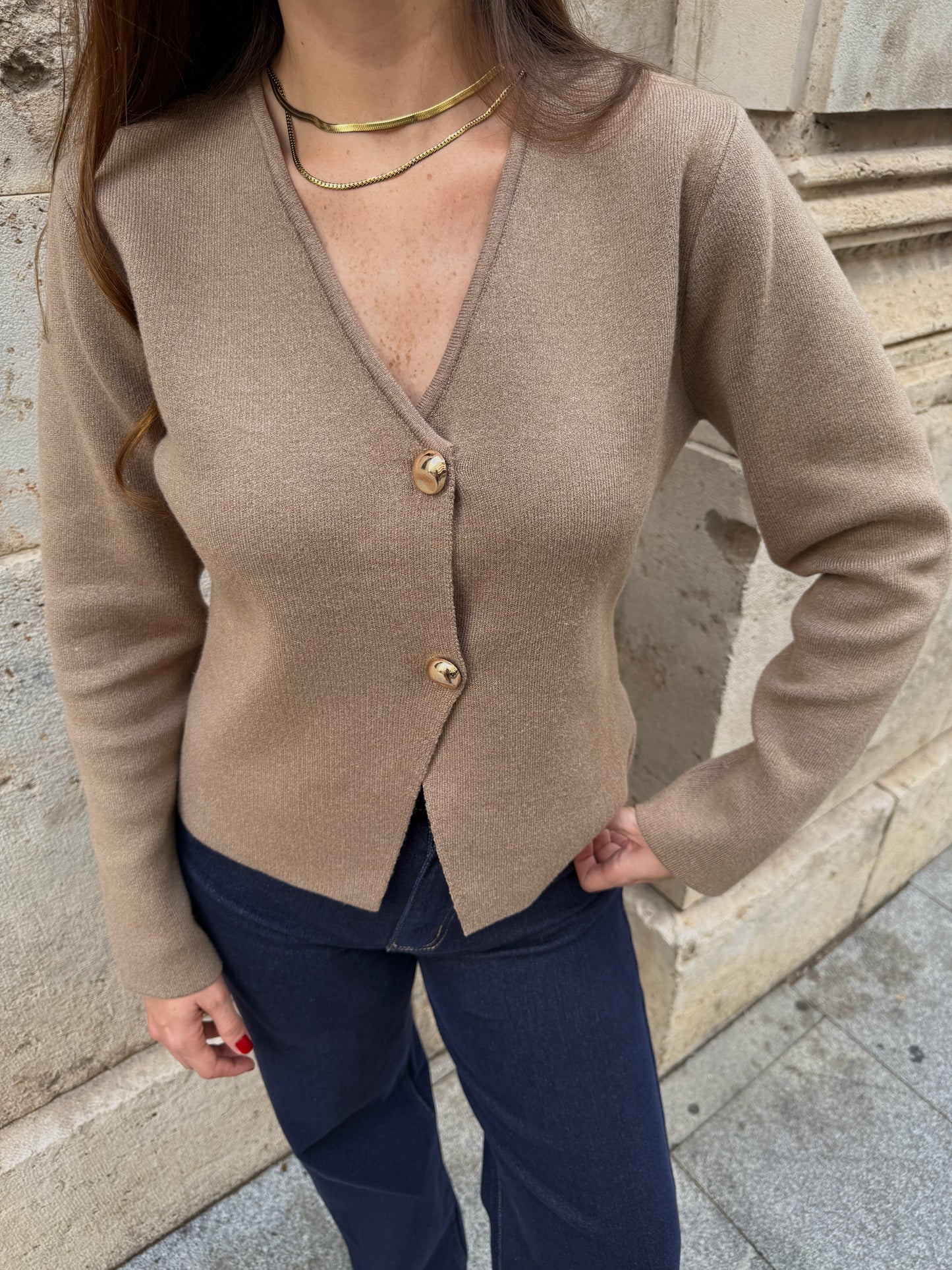 Chaqueta Punto Cata Taupe