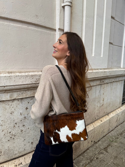 Elena Cow Print Leather Crossbody Bag