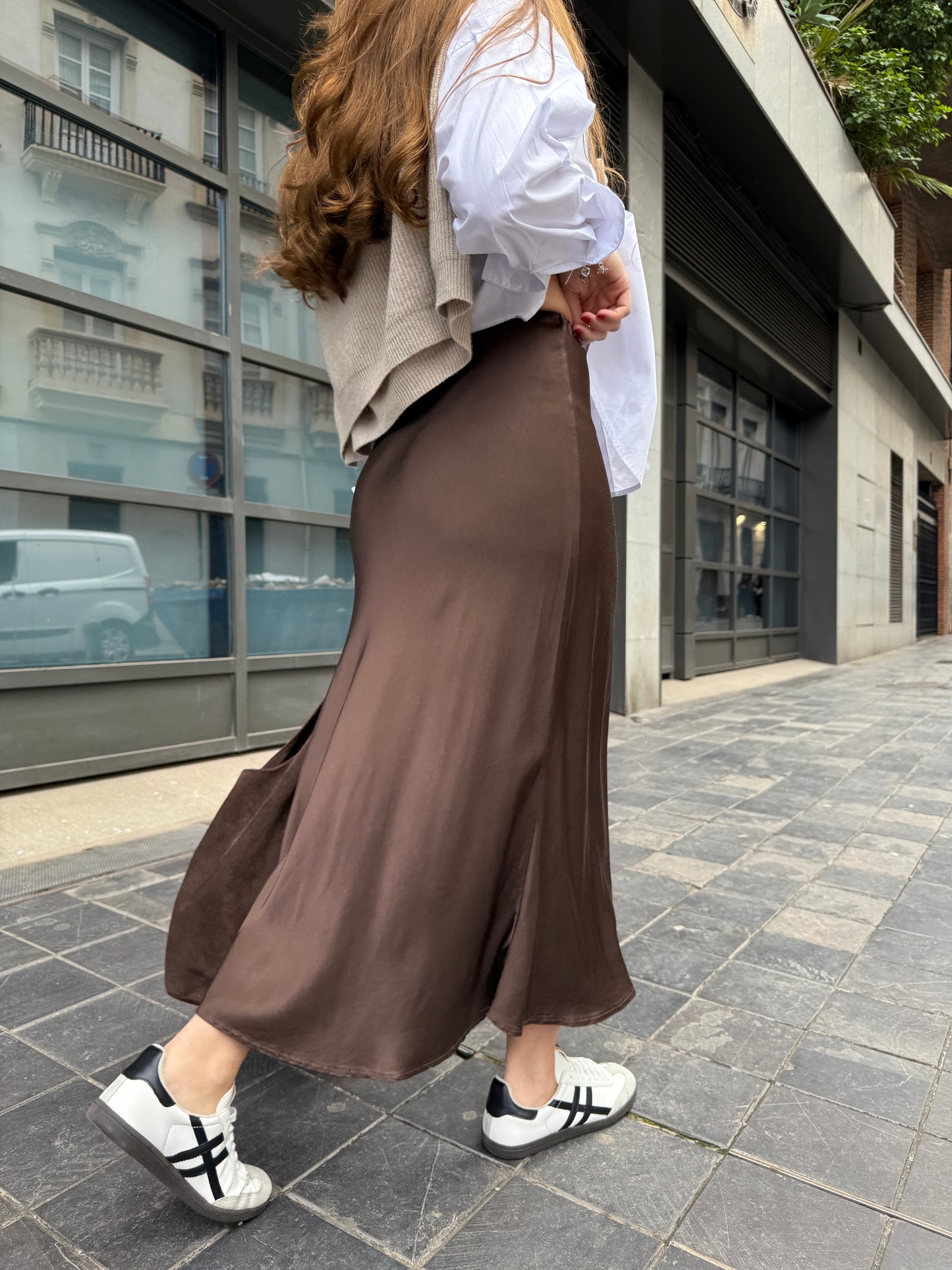 Chocolate Satin Skirt