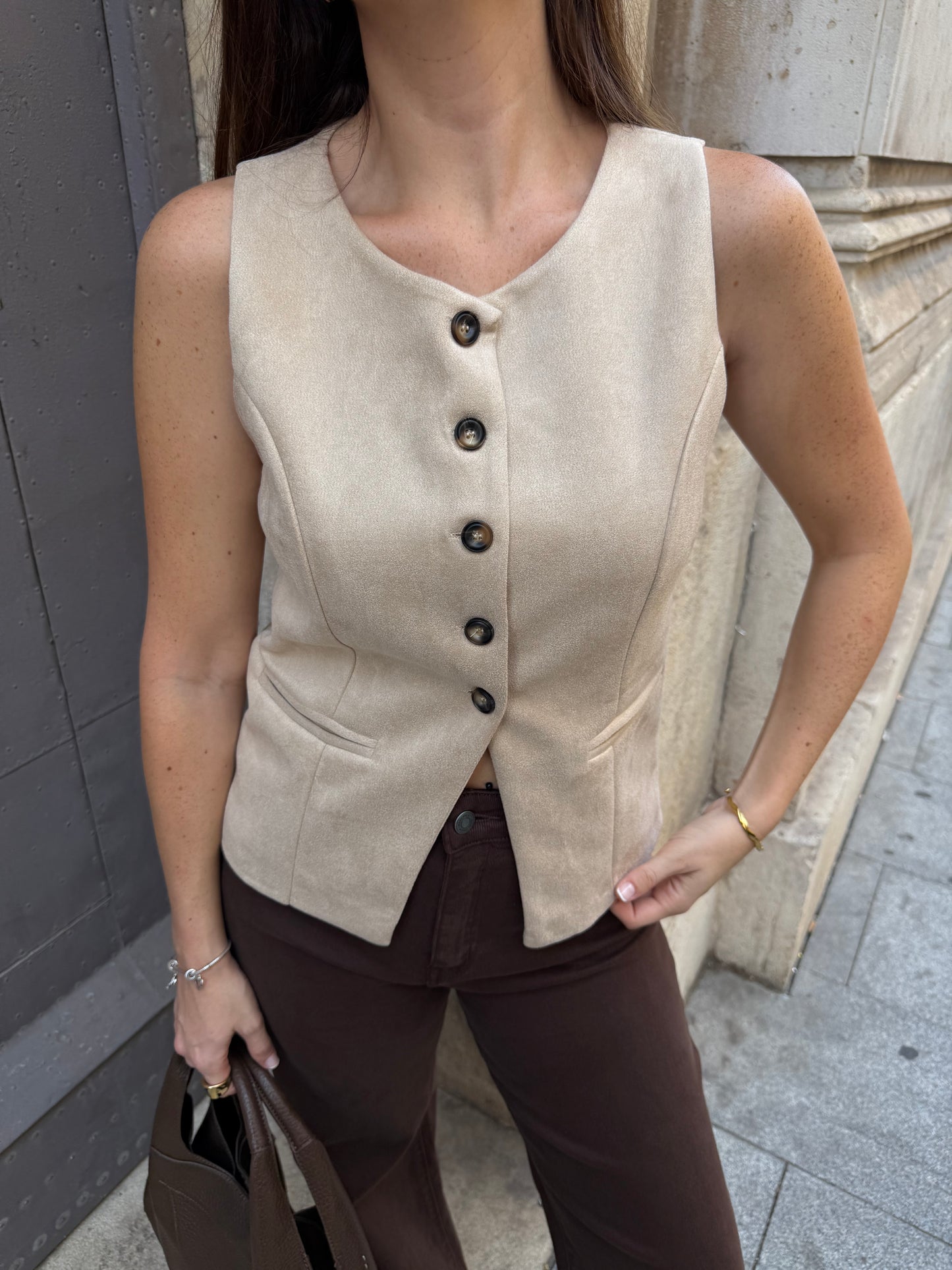 Beige Suede Vest