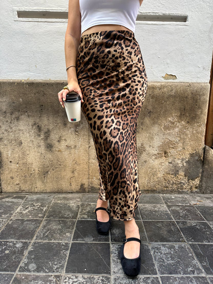 Falda Satén Carla Animal Print