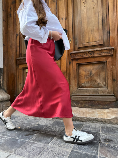 Garnet Satin Skirt