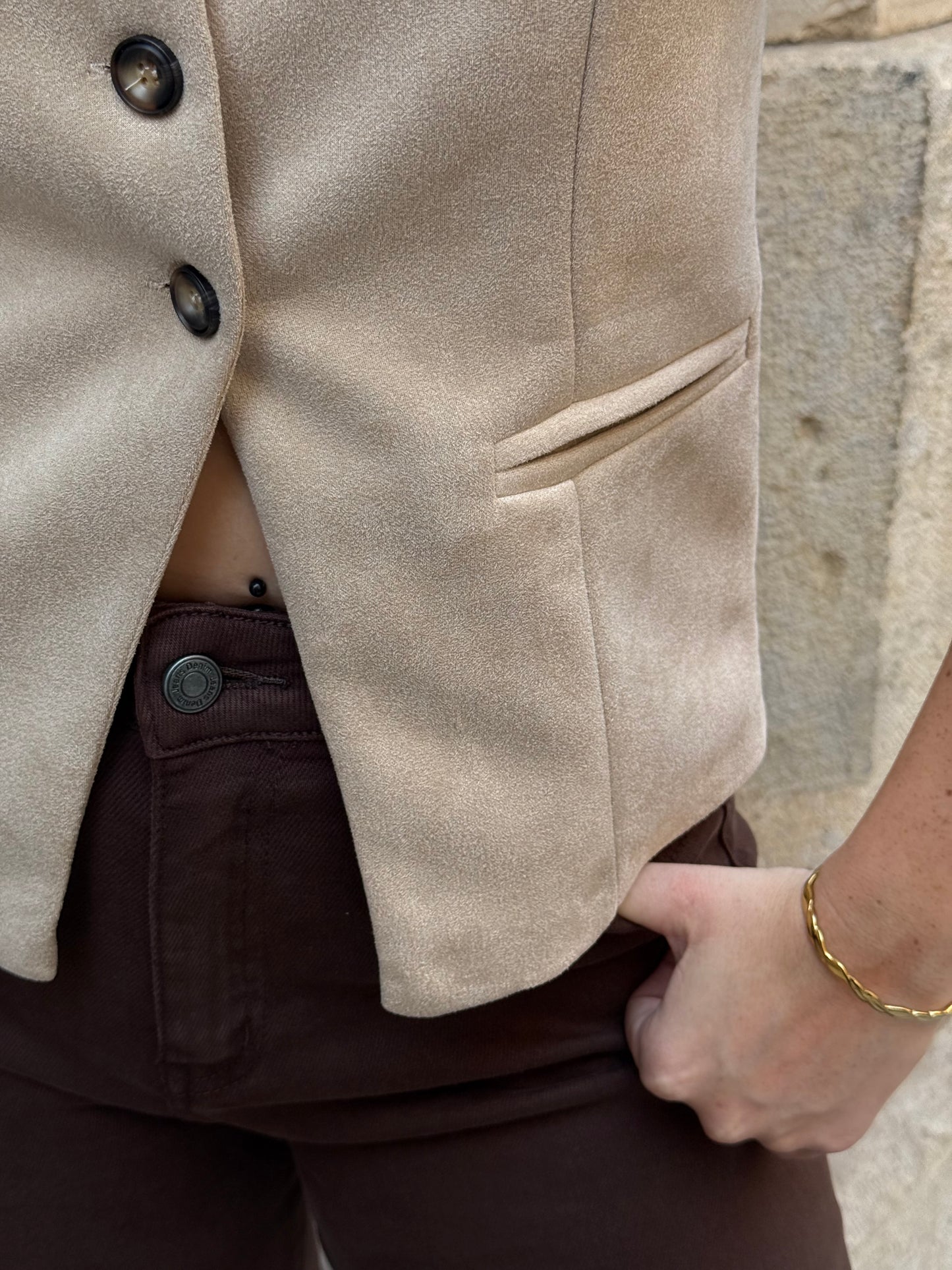 Beige Suede Vest