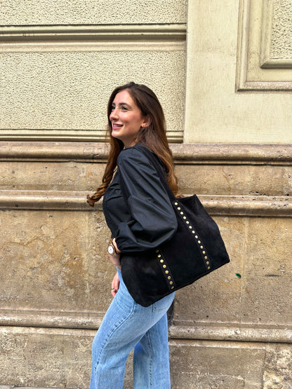 Bolso Piel Ante Shopper NEGRO ÚNICO