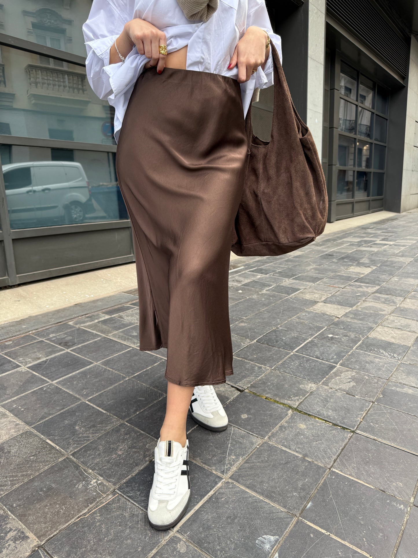 Chocolate Satin Skirt