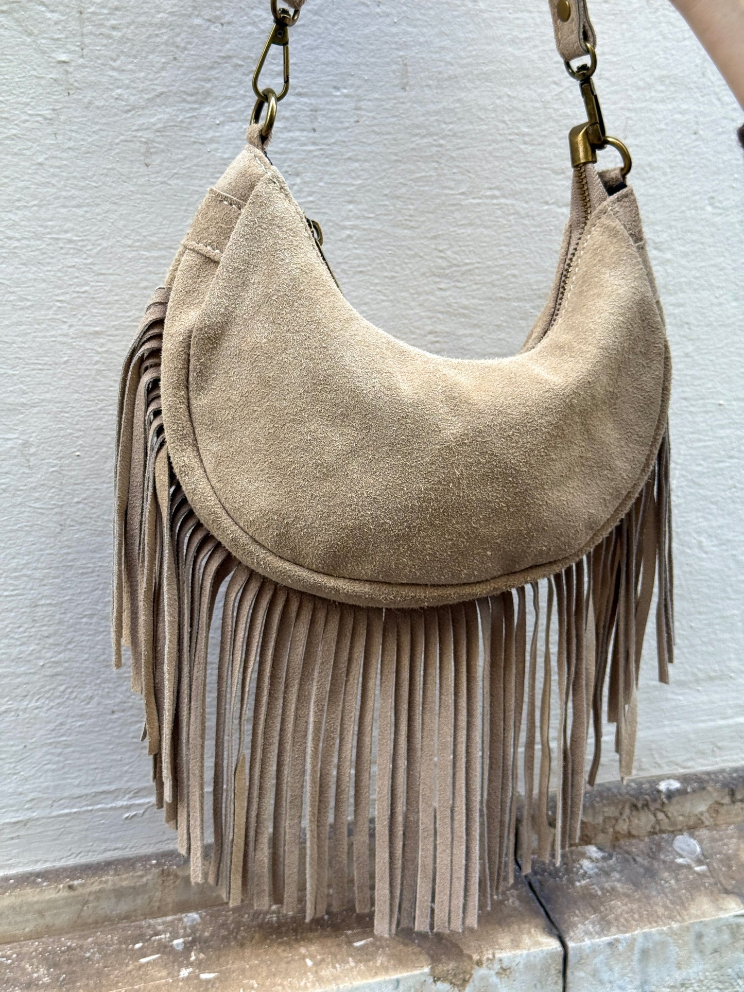 Margot Suede Leather Bag with Fringe