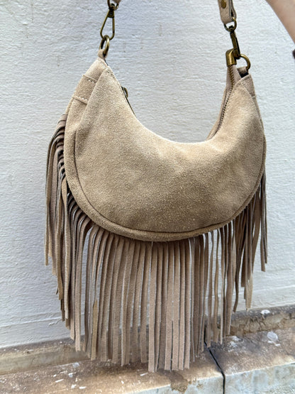 Margot Suede Leather Bag with Fringe