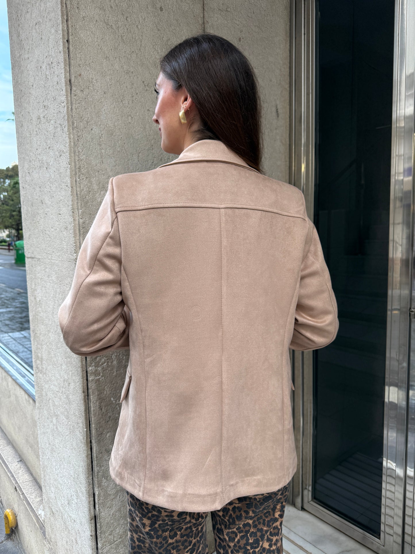 Moni Beige Suede Effect Blazer