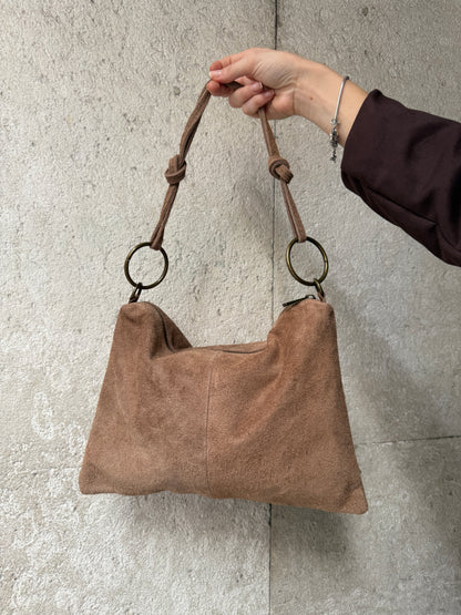 Xime Taupe Suede Bag