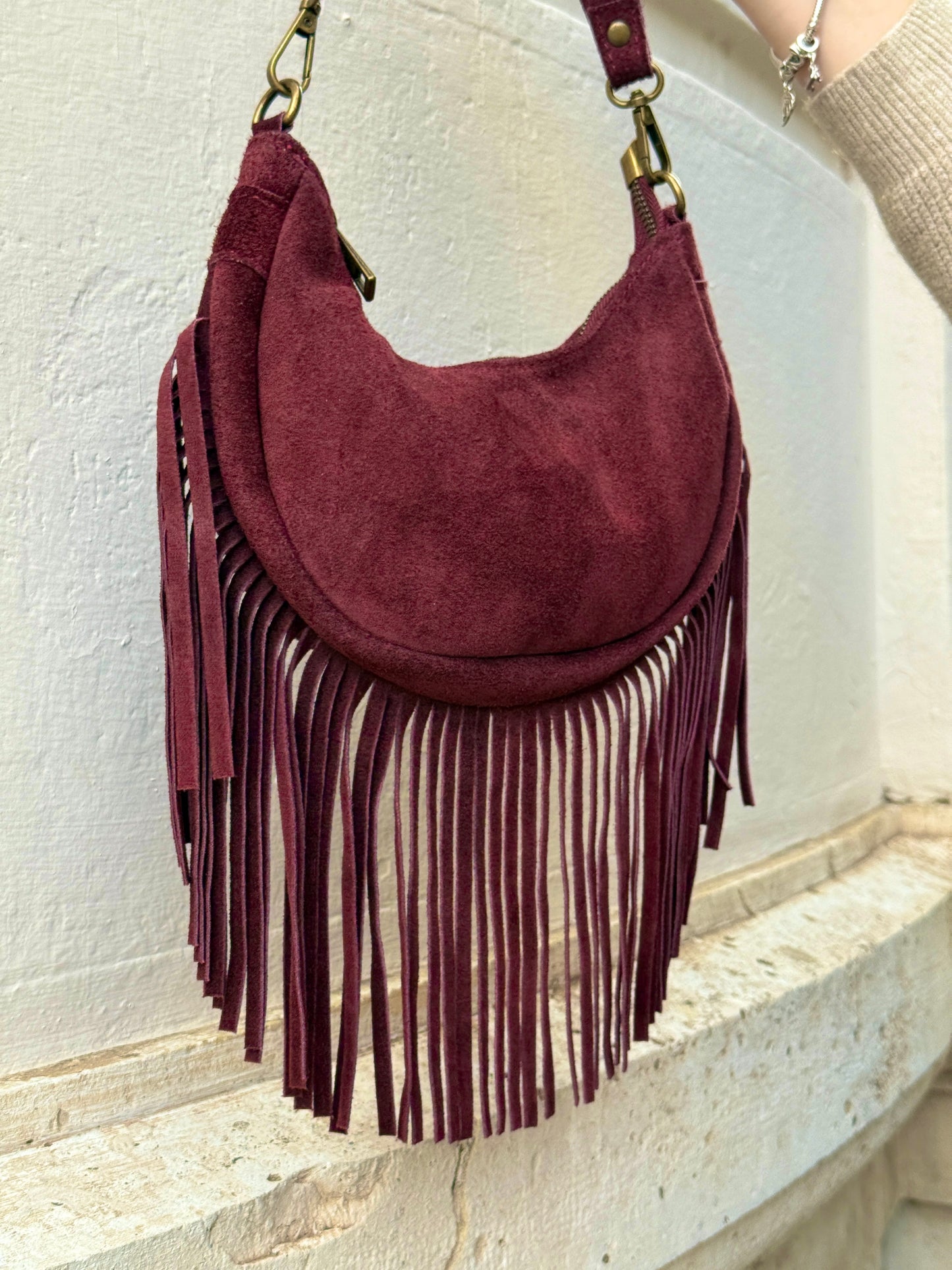 Margot Suede Leather Bag with Fringe