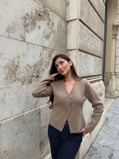 Chaqueta Punto Cata Taupe