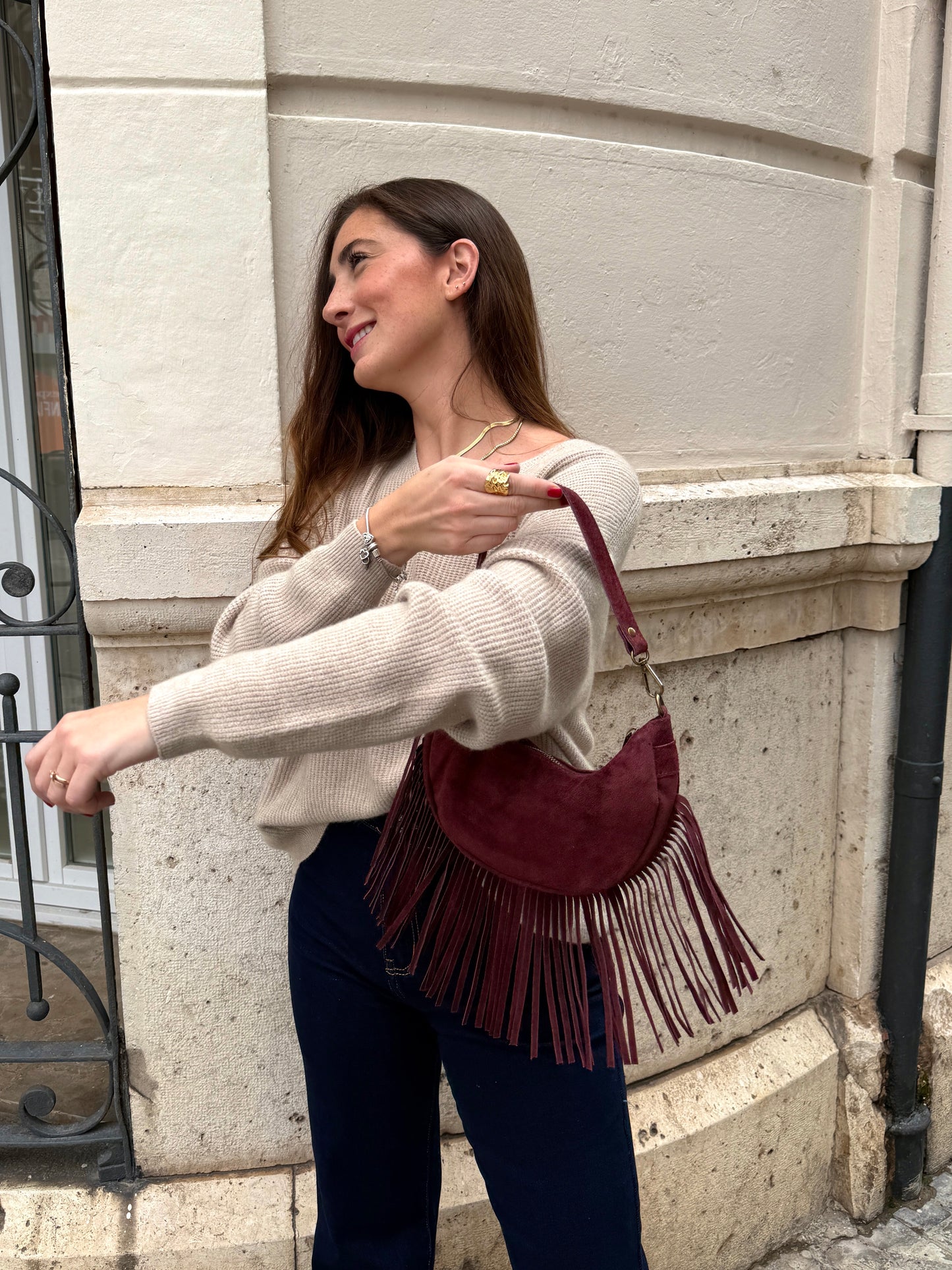 Margot Suede Leather Bag with Fringe