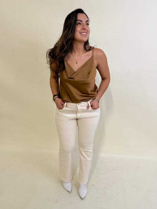 Blusa Lola Satén Cafe Talla Grande