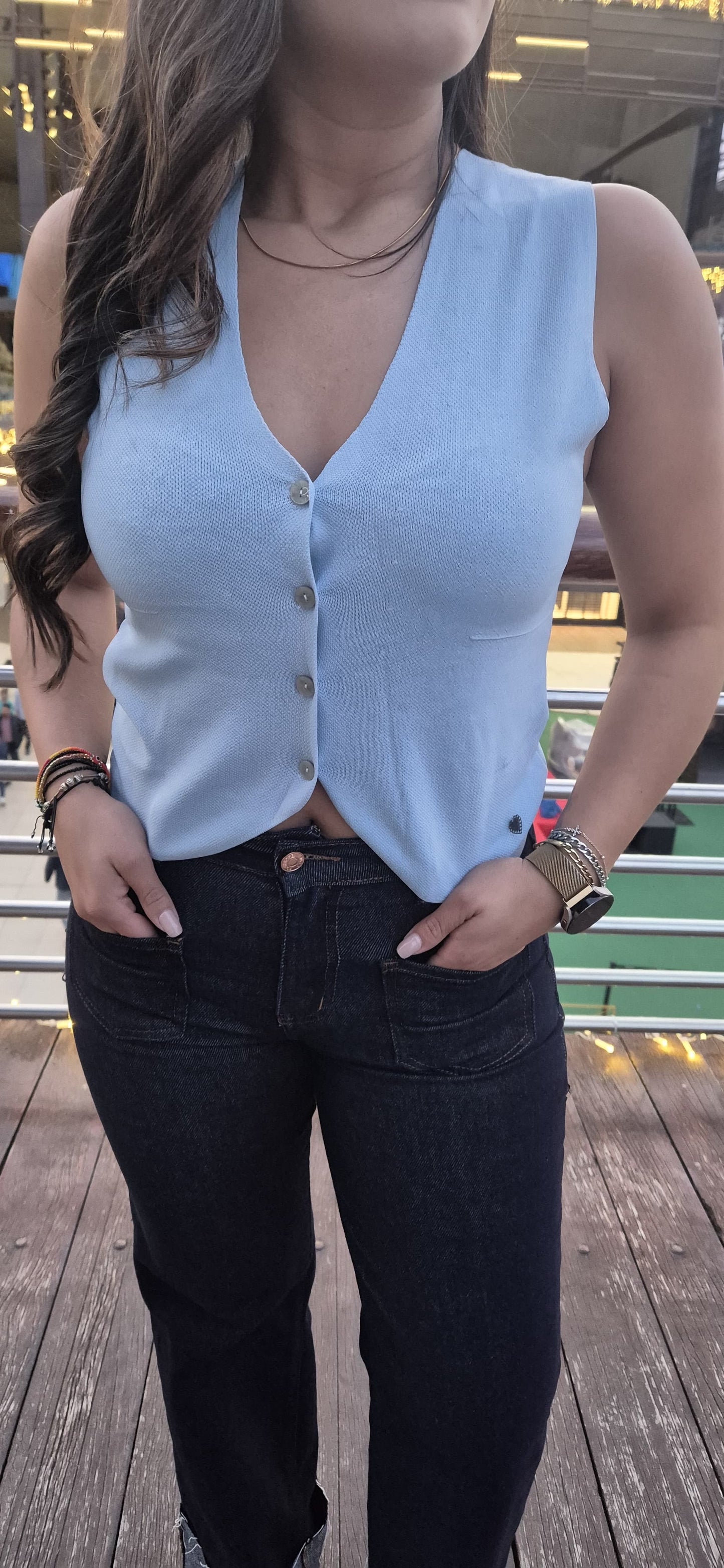 Chaleco Camila celeste