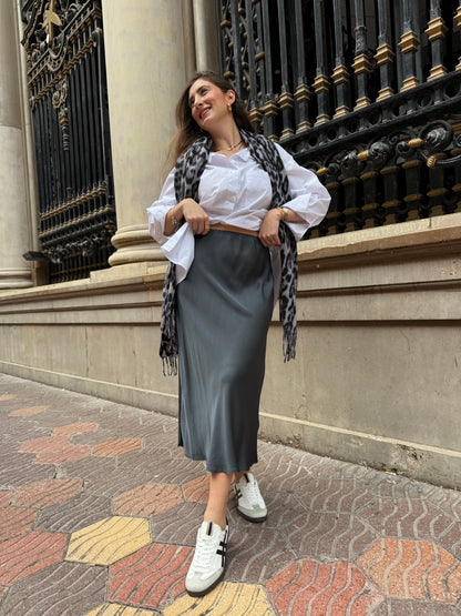 Gray Satin Skirt