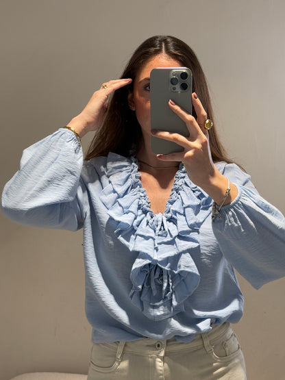 Blusa Romántica Celeste