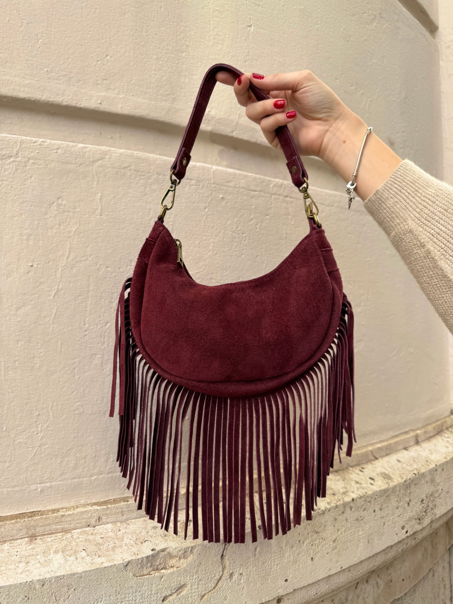 Margot Suede Leather Bag with Fringe