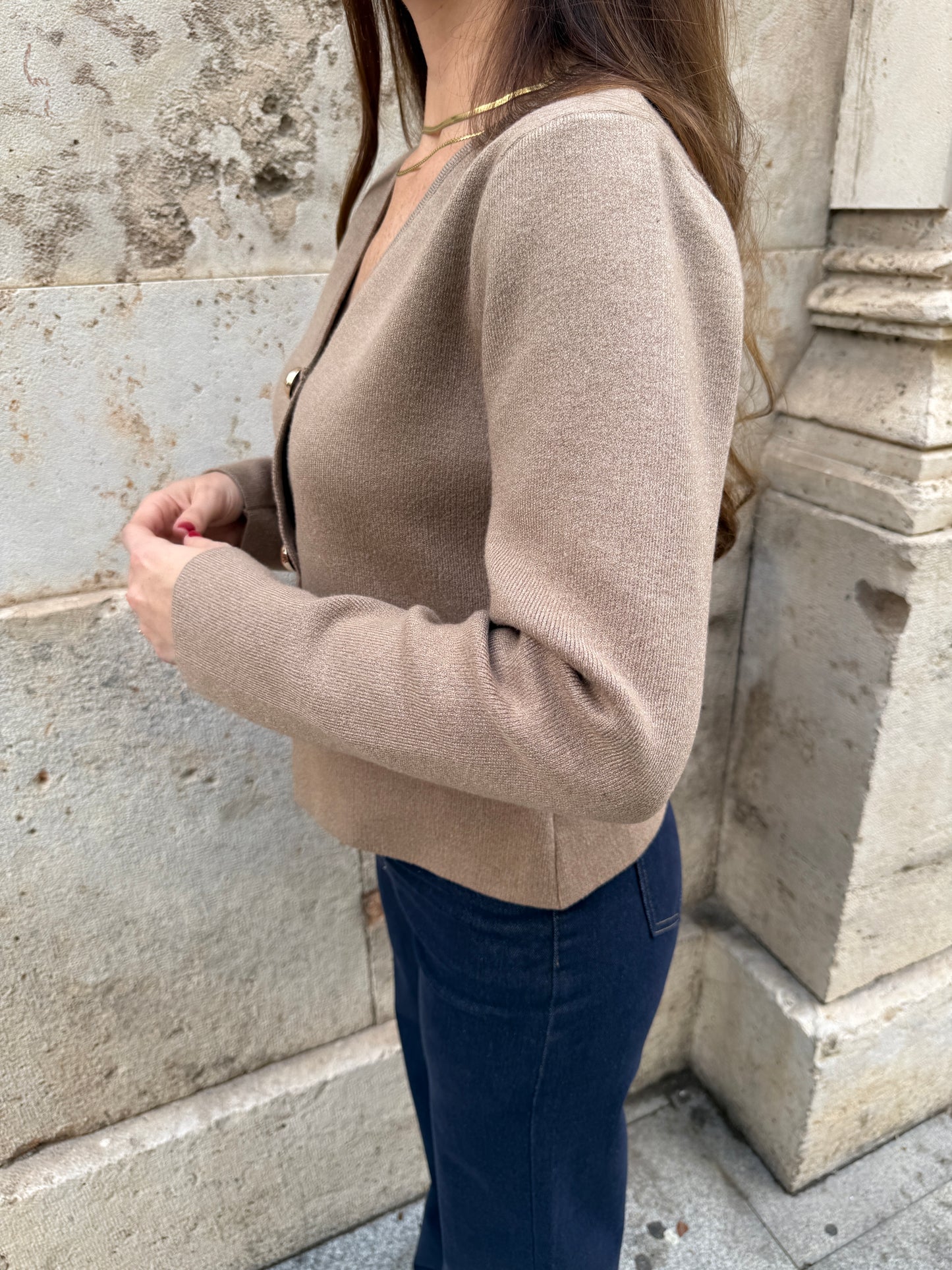 Chaqueta Punto Cata Taupe