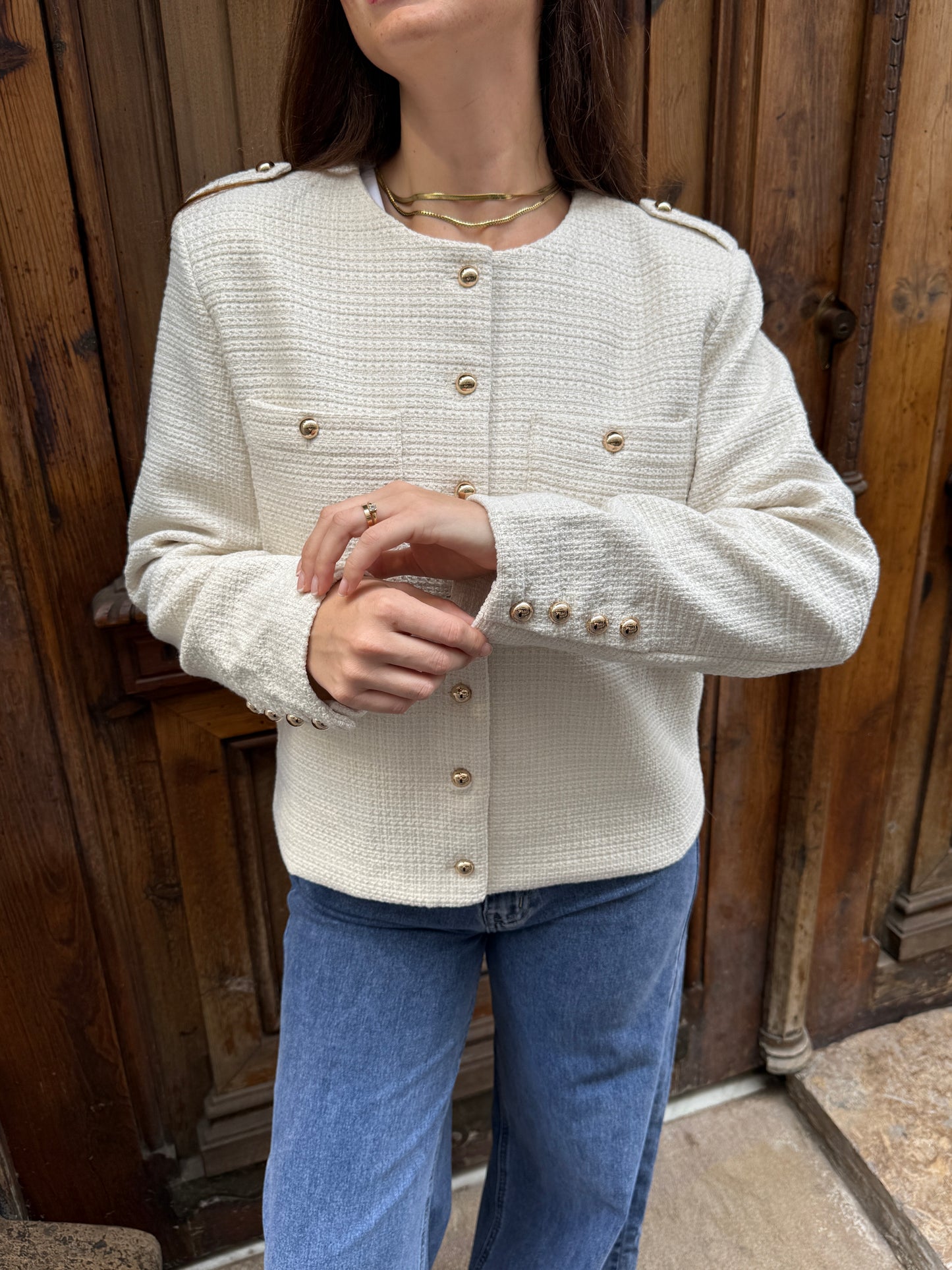 Diana Raw Gold Buttons Jacket