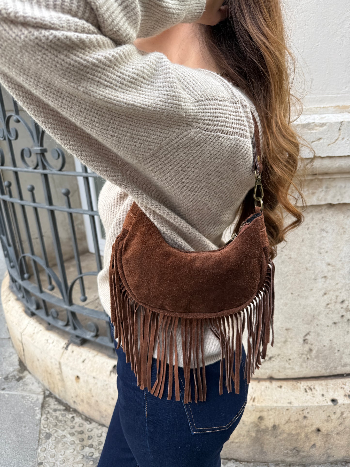 Margot Suede Leather Bag with Fringe