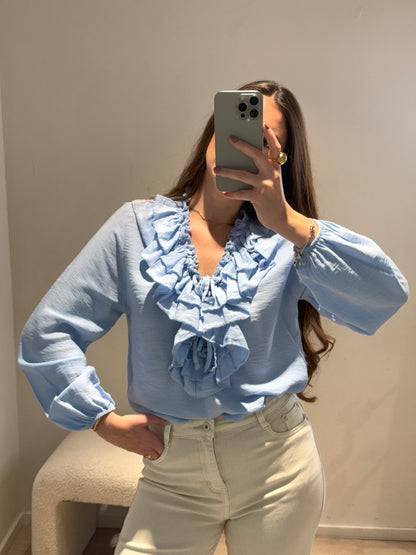 Blusa Romántica Celeste