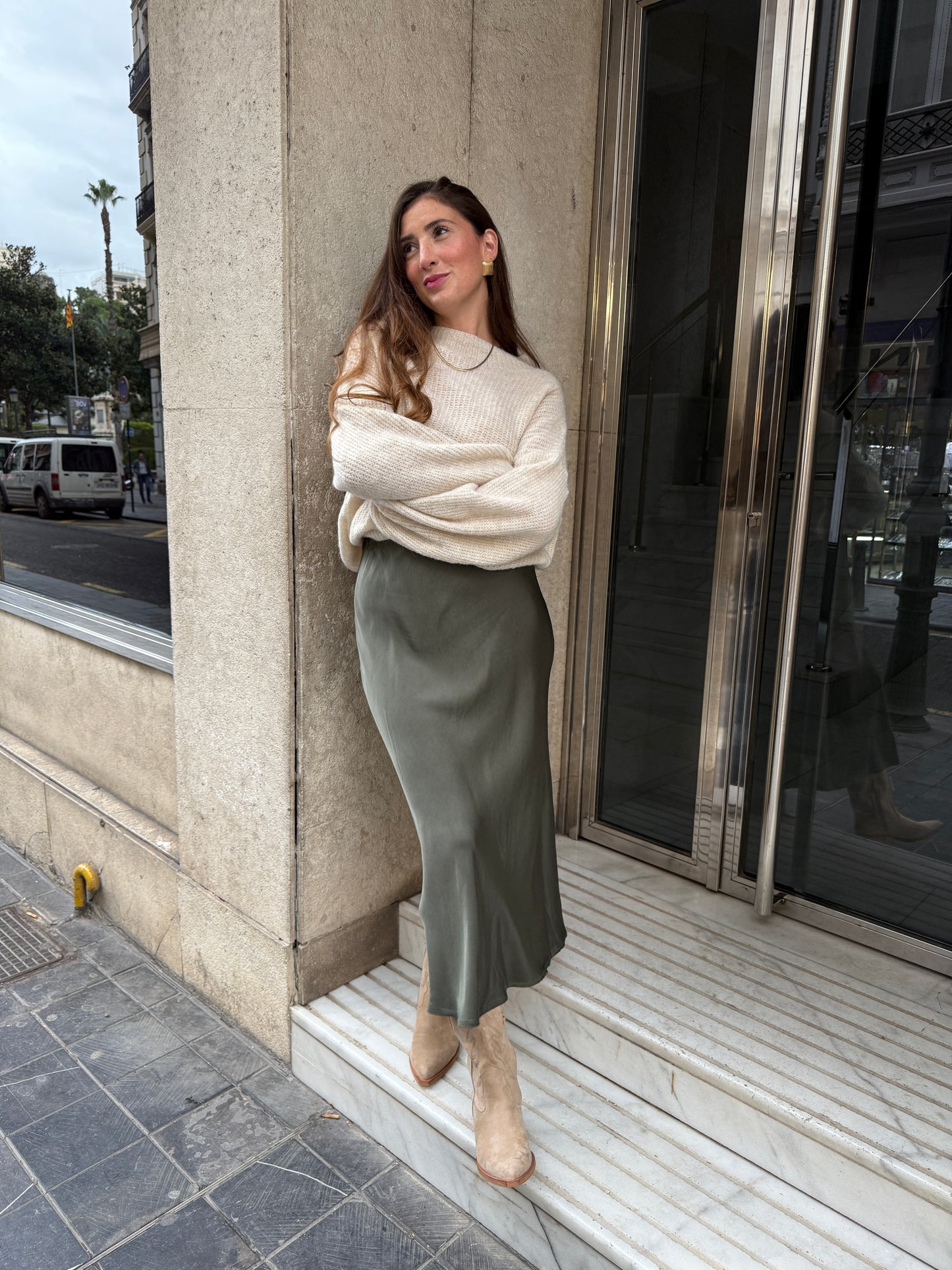 Green Satin Skirt