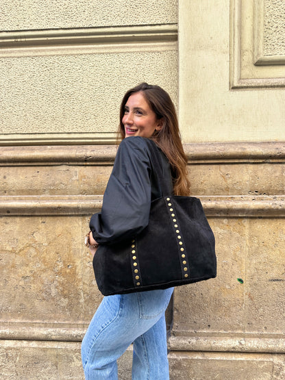 Bolso Piel Ante Shopper NEGRO ÚNICO