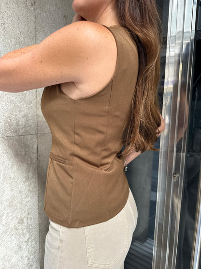 Marta Brown Tailored Vest