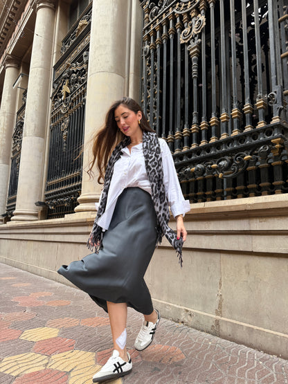 Gray Satin Skirt