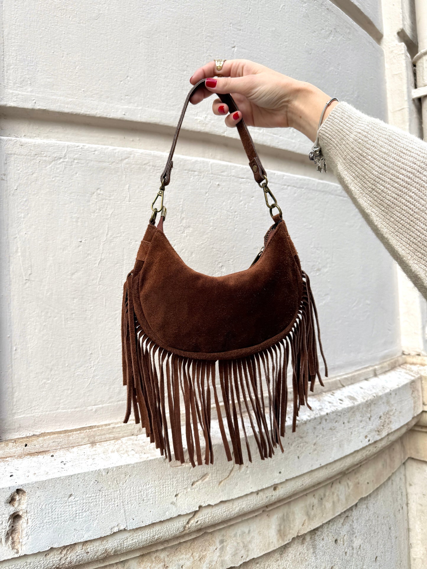 Margot Suede Leather Bag with Fringe