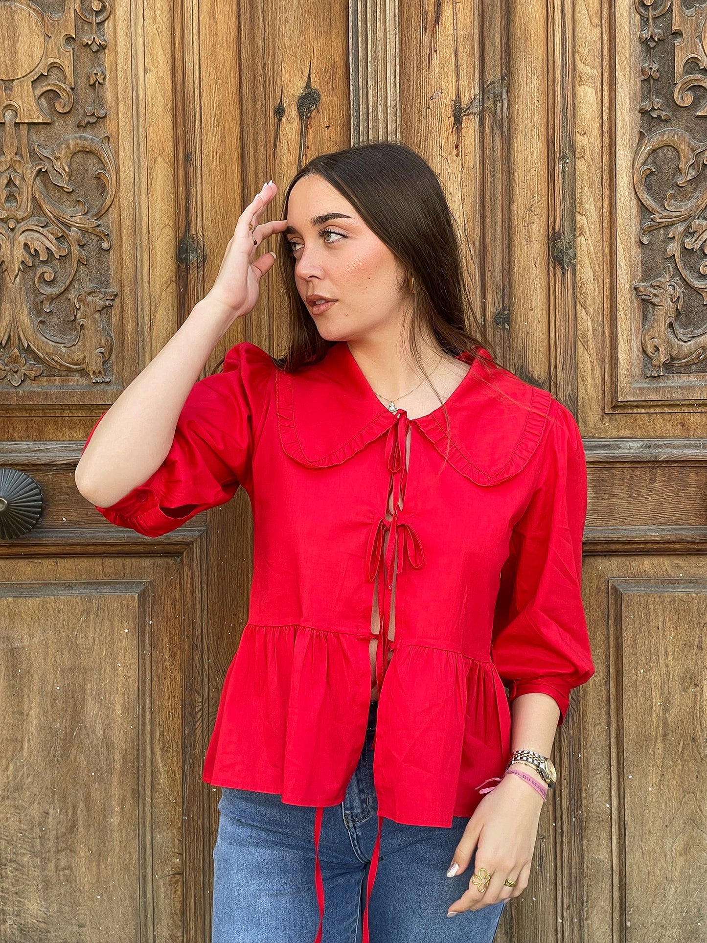 Blusa Cuello Olga Rojo