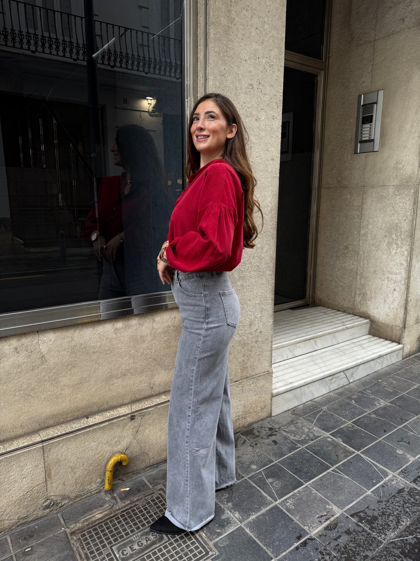 Ariana Garnet Micro Corduroy Blouse