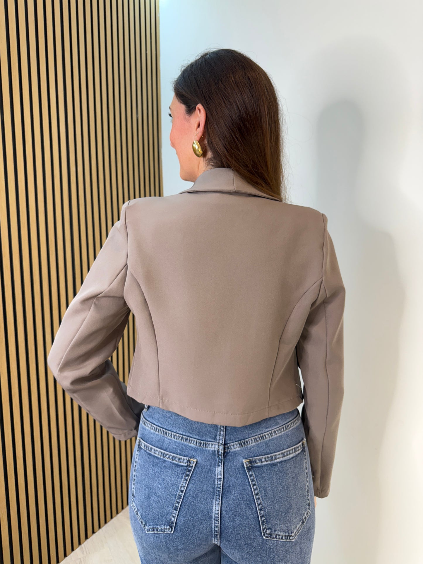 Iria Taupe Cropped Blazer