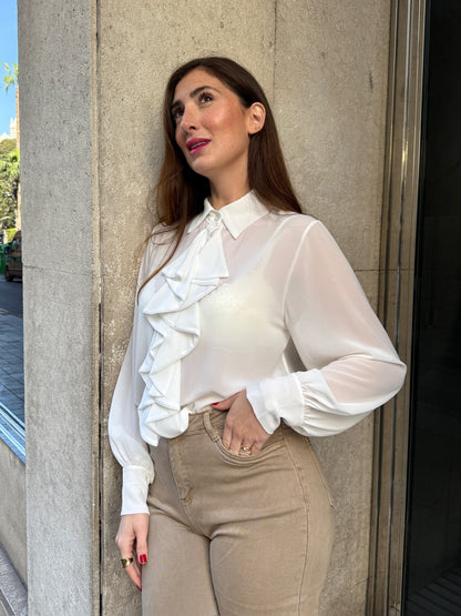 Blusa volante Inés blanca